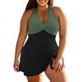 thumbnail image 1 of PMVFHDE Plus Size Swimsuit For Women Swim Dress One Piece Bathing Suit With Cross Back Design And Flowy Skirt, 1 of 6