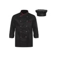thumbnail image 1 of dPois Men Personalized Chef Coat With Hat Unisex Chef Jacket Kitchen Work Uniform Hotel Restaurant Workwear Black02 3XL, 1 of 7
