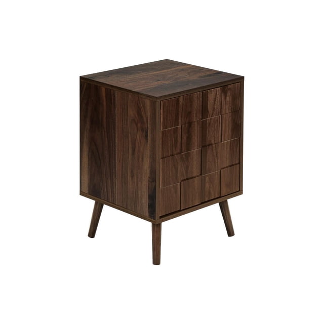 Monarch Specialties Table d'Appoint, Bout de Canapé, Table d'Appoint, Petite, Rangement, Lampe, Stratifié Noyer, Table d'Appoint Moderne de 23 Pouces de Hauteur avec Fini Stratifié Noyer Foncé et Pieds Effilés en Bois Massif. Comprend une Porte d'Armoire à Loquet Poussoir avec design à Blocs Géométriques et Tablette Intérieure Ajustable pour le Rangement. Compacte et Peu Encombrante, Convient aux Lampes Ou à la Déco dans les Petits Salons Ou Chambres.
