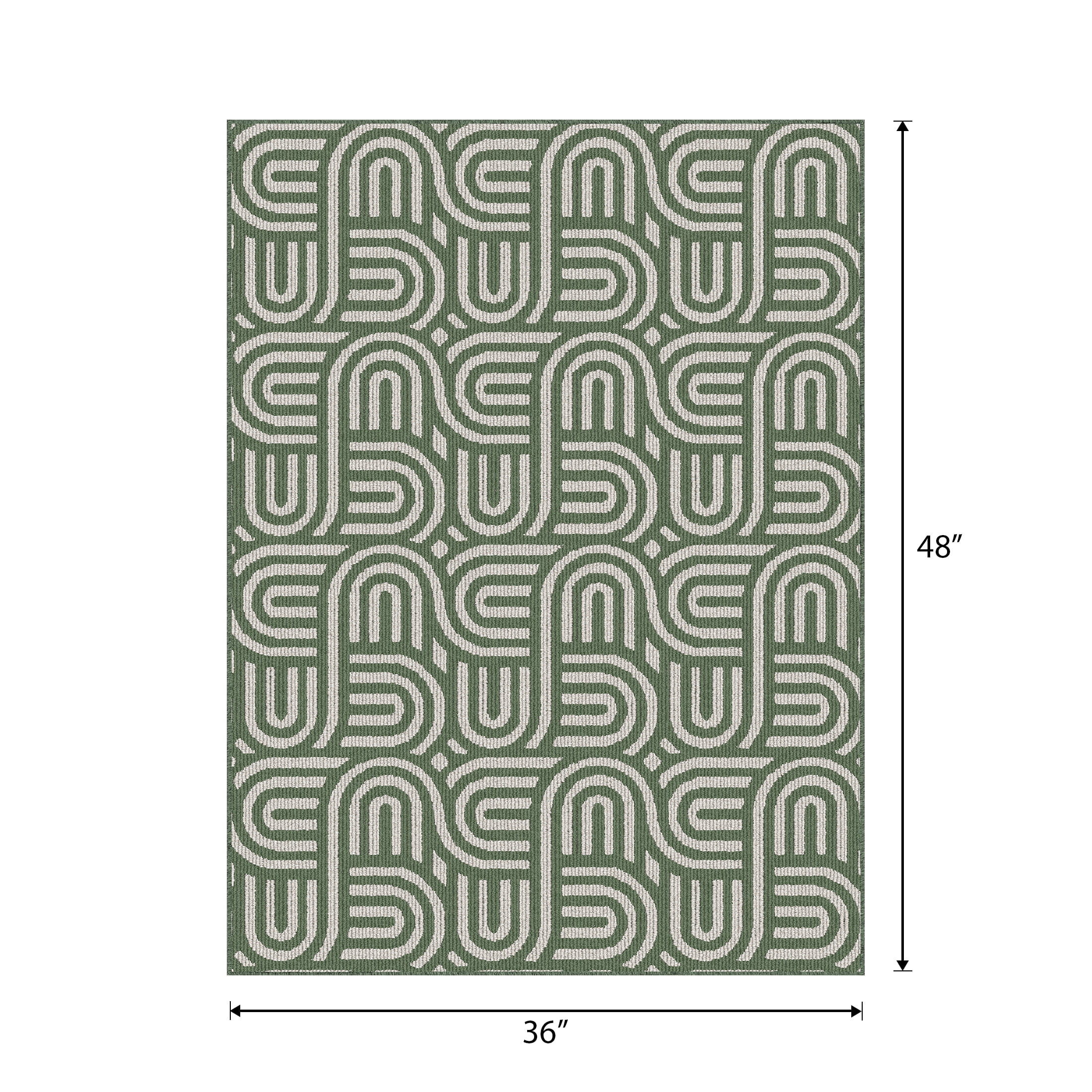 U-Carpet Spring tapis d’appoint intérieur moderne géométrique touffeté à la machine Sauge, 3' x 4', lavable à la machine, endos antidérapant