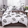 thumbnail image 3 of Yeacher Ensemble de Literie 4 Pcs Style Simple Housse de Couette Drap Plat Courtepointe Imprimé Feuille de Bananier Housse de Couette, 3 of 8