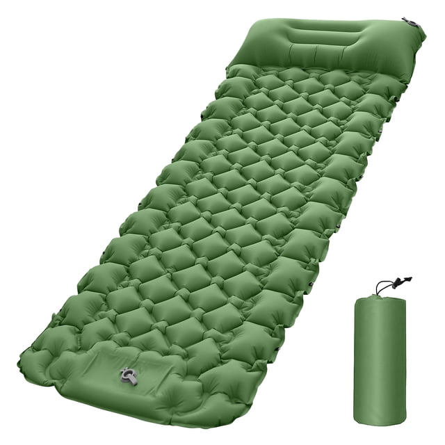 FlyFlise Tapis de Camping Léger avec Oreiller d'Air Matelas d'Air Portable Imperméable Tapis de Couchage pour Sac à Dos