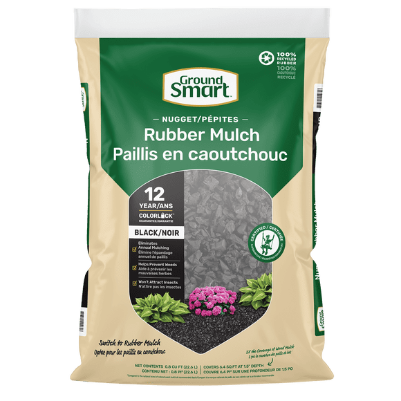 GroundSmart Black Rubber Mulch 0.8 Cu. ft. Bag