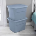 thumbnail image 4 of Sterilite 68 Liter Tote, Plastic Storage Bin with Snap-on Lid, Stackable, Light Blue, 4 of 8