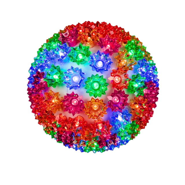 Novelty Lights LED 7.5in 100 Light Starlight Sphere, Multicolor, Large Ornament Ball Light, 5ft Hanging Cord with S Hook, 12ft Power Cord with Stackable Plug, Commercial Grade
