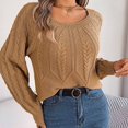thumbnail image 4 of Yuyuzo Chandail Col Rond pour Femmes 2025 Manches Longues Décontracté Tricoté Ample Automne Hiver, 4 of 6