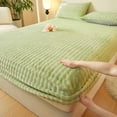 thumbnail image 1 of Chmadoxn Winter Velvet Bedspread Padded Bed Cover Mattress Protector Green, 1 of 7