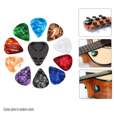 Ensemble de Pics pour Guitare – 10 Pcs avec Support Autocollant – Pics 0,71 mm – Acoustique, Électrique, Basse et Ukulélé – Couleurs Aléatoires