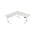 thumbnail image 2 of EFFYDESK Executive L-Shaped Height Adjustable Home Office Computer Standing Desk with Cable Management Tray (71"×71") Oak White on White Frame, 2 of 5