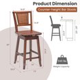 thumbnail image 3 of Costway Set of 4 Swivel Bar Stools Counter Height Rubber Wood Pub Chairs w/ Rattan Back, 3 of 9