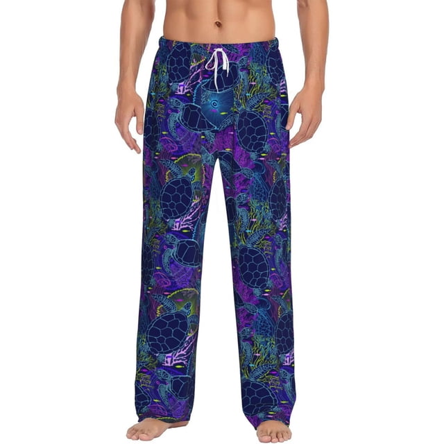 Kdxio Turtles Print Mens Pajama Pants Set Sleep & Lounge Pants, PJ Bottoms with Pockets and Button Fly-Medium
