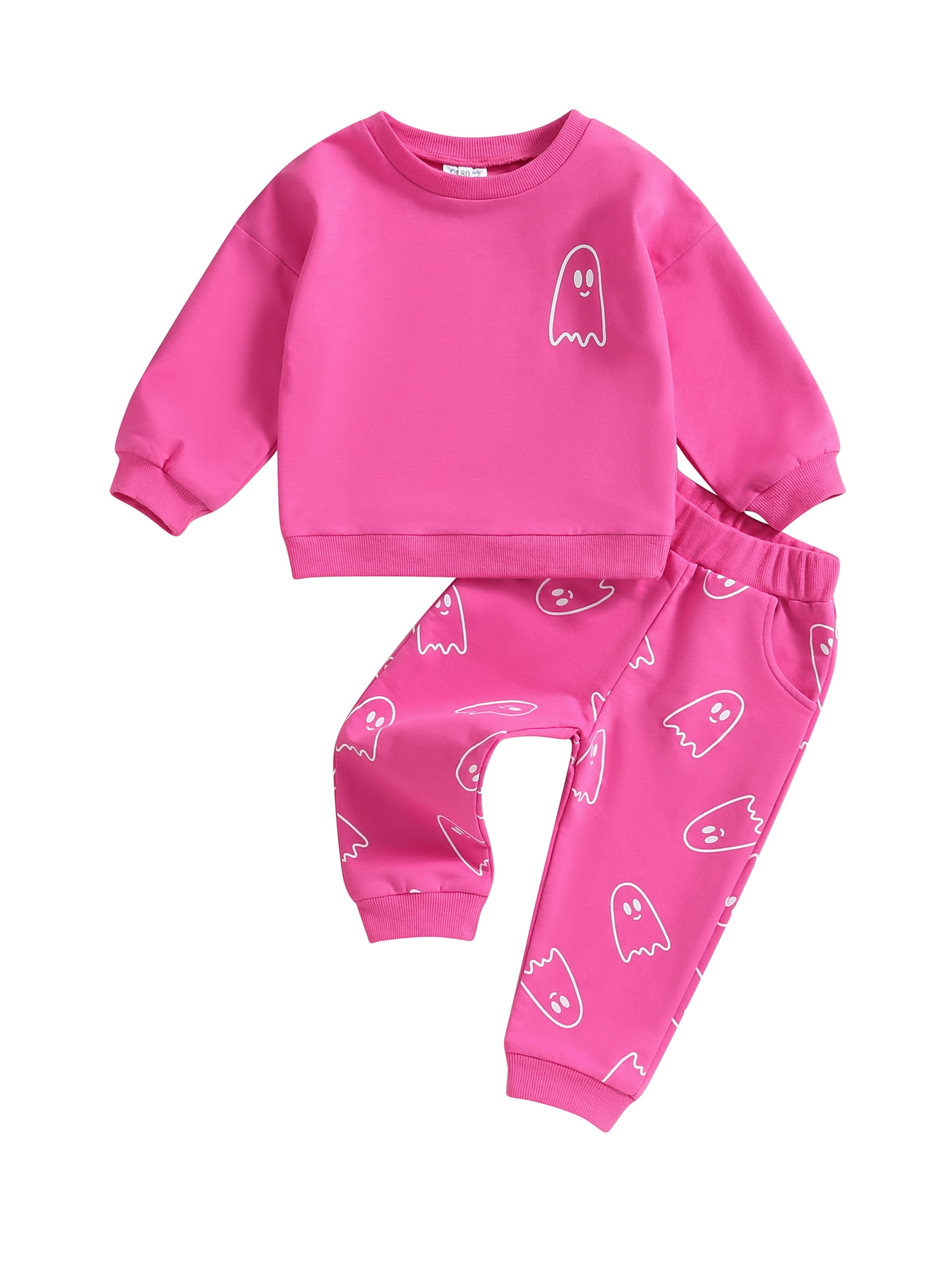 SUNSIOM Ensembles d'Automne pour Tout-Petits Filles Garçons, Imprimé Ghost, Chandails à Col Rond à Manches Longues et Pantalons Longs, Ensemble de Vêtements d'Halloween 2 Pcs