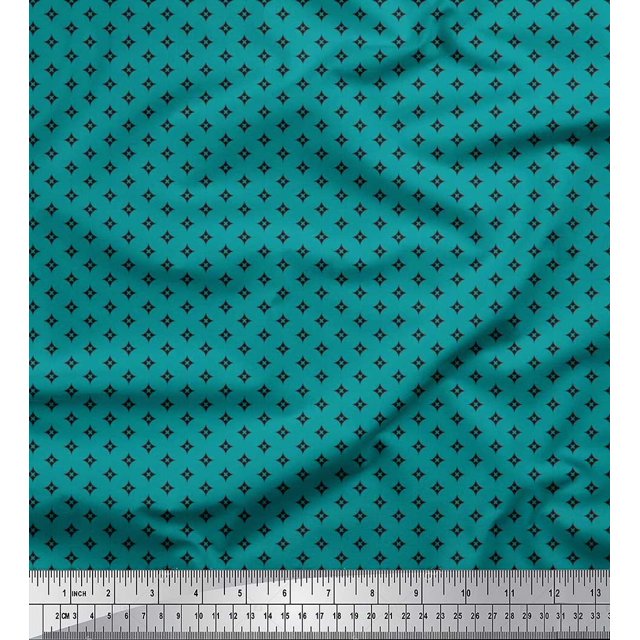 Soimoi Cotton Poplin Fabric Geometric Star Shirting Decor Fabric Printed Yard 42 Inch Wide