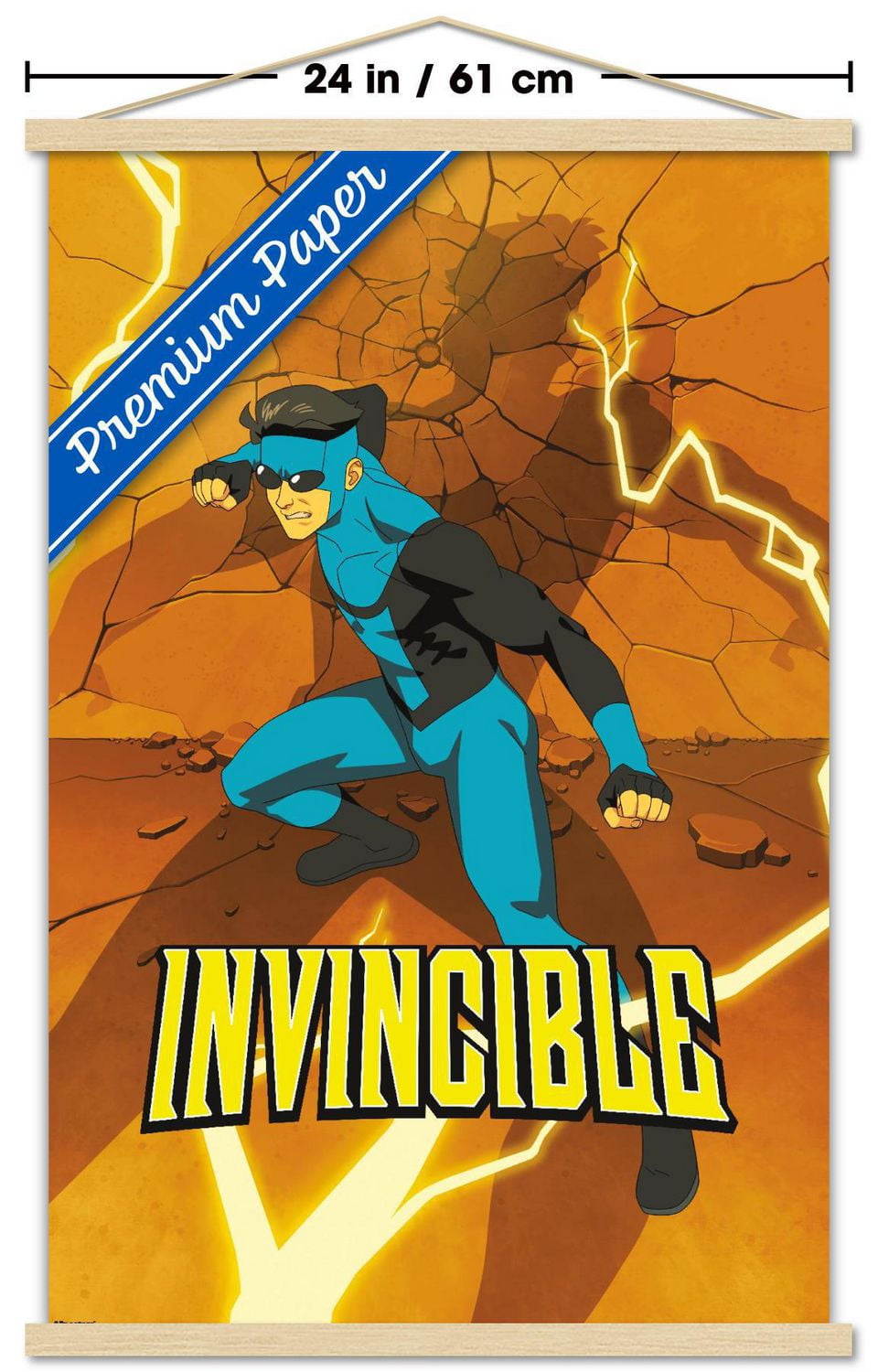 Invincible: Season 3 - Blue Suit Teaser One Sheet Wall Poster with Magnetic Frame, 22.375" x 34"