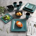 thumbnail image 4 of Gibson Elite 16 Pc Plates, Bowls, & Mugs Dinner Set, Turquoise (2 Pk), 4 of 7