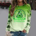 thumbnail image 2 of Pompotops Femmes St. Patrick'S Day Fashion Imprimé en Vrac Manches Longues Chemisier Col Rond Casual Pull Tops Pullshirt Clair, 2 of 5