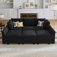 thumbnail image 1 of HONBAY Canapé Sectionnel Modulaire en Velours 6 Pcs avec Grand Espace de Rangement pour Salon, Velours Noir, 1 of 8