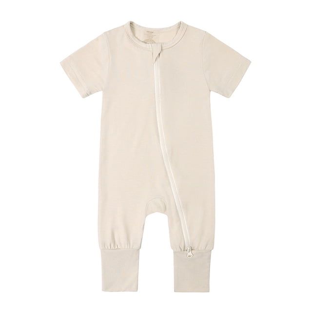 EDFBUYKRS Baby Rompers Footless Pajamas Zipper Short Sleeve Sleeper Jumpsuit