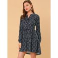 thumbnail image 2 of INSPIRE CHIC Robe Décontractée pour Femme à Fleurs, Col en V, Taille Cintrée, Manches Longues, 2 of 6