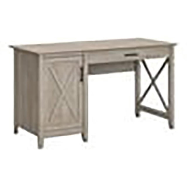 Atlin Designs Bureau d'Ordinateur en Bois Style Ferme avec Rangement, Gris