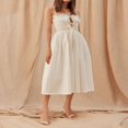 thumbnail image 2 of Robe Nuisette d'Été pour Femmes, Couleur Unie, devant à Nouer, Robe Midi Froncée, 2 of 9