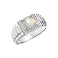 thumbnail image 4 of RYLOS Men's Ring 14K White Gold Ring, 7MM Round Shape Gemstone Designer Style Ring Fun & Fabulous Opal October Birthstone Rings Gold Size 9, 4 of 7