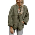 thumbnail image 1 of Kmbangi Women Stand Collar Long Sleeve Solid Color Full Zip Quilted Jackets, 1 of 4