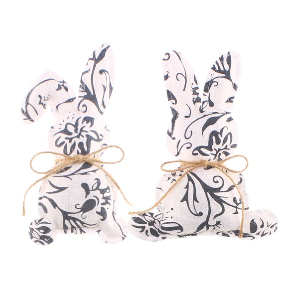 Blue And White Fabric Easter Bunny Decor Chinese Porcelain Style Ornament For Holiday Table Centerpiece Mantle Display Home Party Supplies
