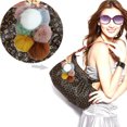 thumbnail image 2 of Coofit Faux Fur Ball Keychain Bowknot Grape Design Pom Pom Ball Charm Purse Pendant, 2 of 6