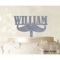 thumbnail image 1 of Custom Name Cake Topper Personalized Glitter Silver Cake Topper Color Option Available 5-7 Inches Wide, 1 of 1