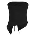 thumbnail image 2 of Gpoecd Tube Top Drawstring Side-Slit Irregular Texture Slim Fit Solid Color Strapless Vest Casual Womens Sleeveless Tops Black,S, 2 of 5
