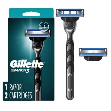 Gillette Mach3 Shaving Razor for Menillette 3-Blade Razor Handle for Men’s Grooming, 2 Razor Blade Refills, Razor Blades with Lubrication Strip