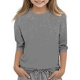 thumbnail image 1 of Posijego Garçons Filles T-Shirt à Manches 3/4 Imprimé Col Rond T-Shirts d'Été Hauts Décontractés pour Enfants, 1 of 4