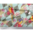 thumbnail image 3 of Soimoi Green Poly Georgette Fabric Floral Tropical Bird Printed Fabric 1 Yard 42 Inch Wide, 3 of 3
