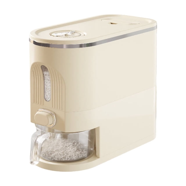 Food Storage Rice Dispenser Cereal Containers with Sealed Lid Measuring Cup and Dial Clear Design for Grain Corn Soy Dry Foods