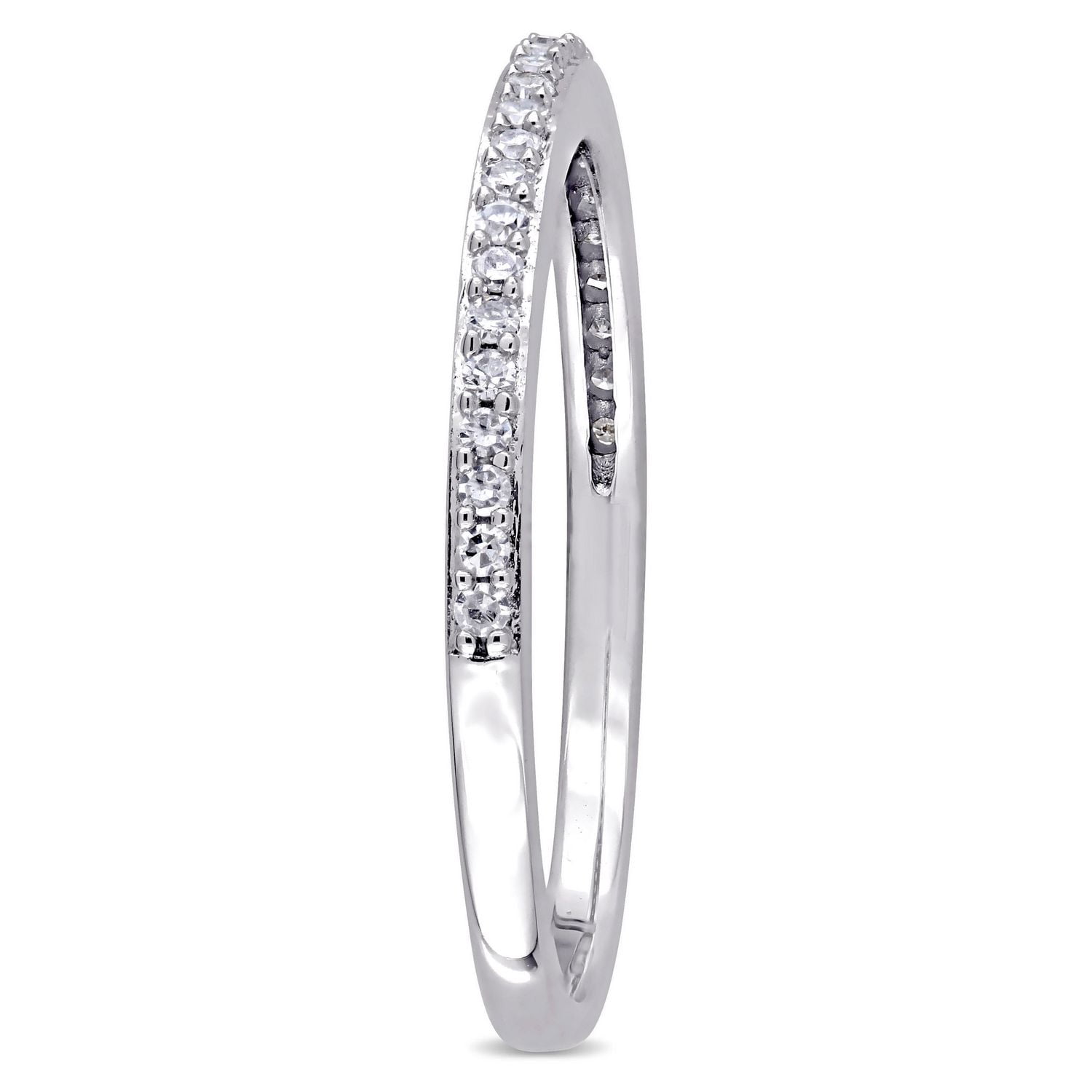 Bague d'anniversaire de style semi éternité Miabella avec diamants 1/8 CT poids total en or blanc 14K