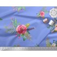 thumbnail image 2 of Soimoi polyester Crepe Fabric Leaves & Anemone Flower Print Sewing Fabric Yard 42 Inch Wide, 2 of 3