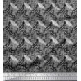 thumbnail image 1 of Soimoi Black Poly Georgette Fabric Text & Crow Bird Print Fabric by the Yard 52 Inch Wide, 1 of 3