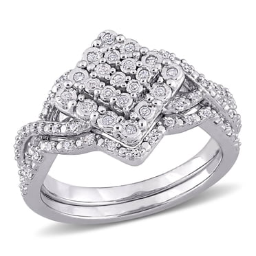 Miabella 1/4 Carat T.W. Diamond Sterling Silver Cluster Bridal Set
