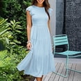 thumbnail image 3 of Summer Dress for Women with Sleeves Womens Summer Solid Color Temperament Flying Sleeves Large Skirt Mid Length Dress Summer Dress with Sleeves for Women Mid Length Dress for Women, 3 of 7