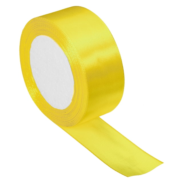 Unique Bargains 1.5" Wide 24 Yards Satin Ribbon Single Side Craft Roll Wrap Decoration Yellow