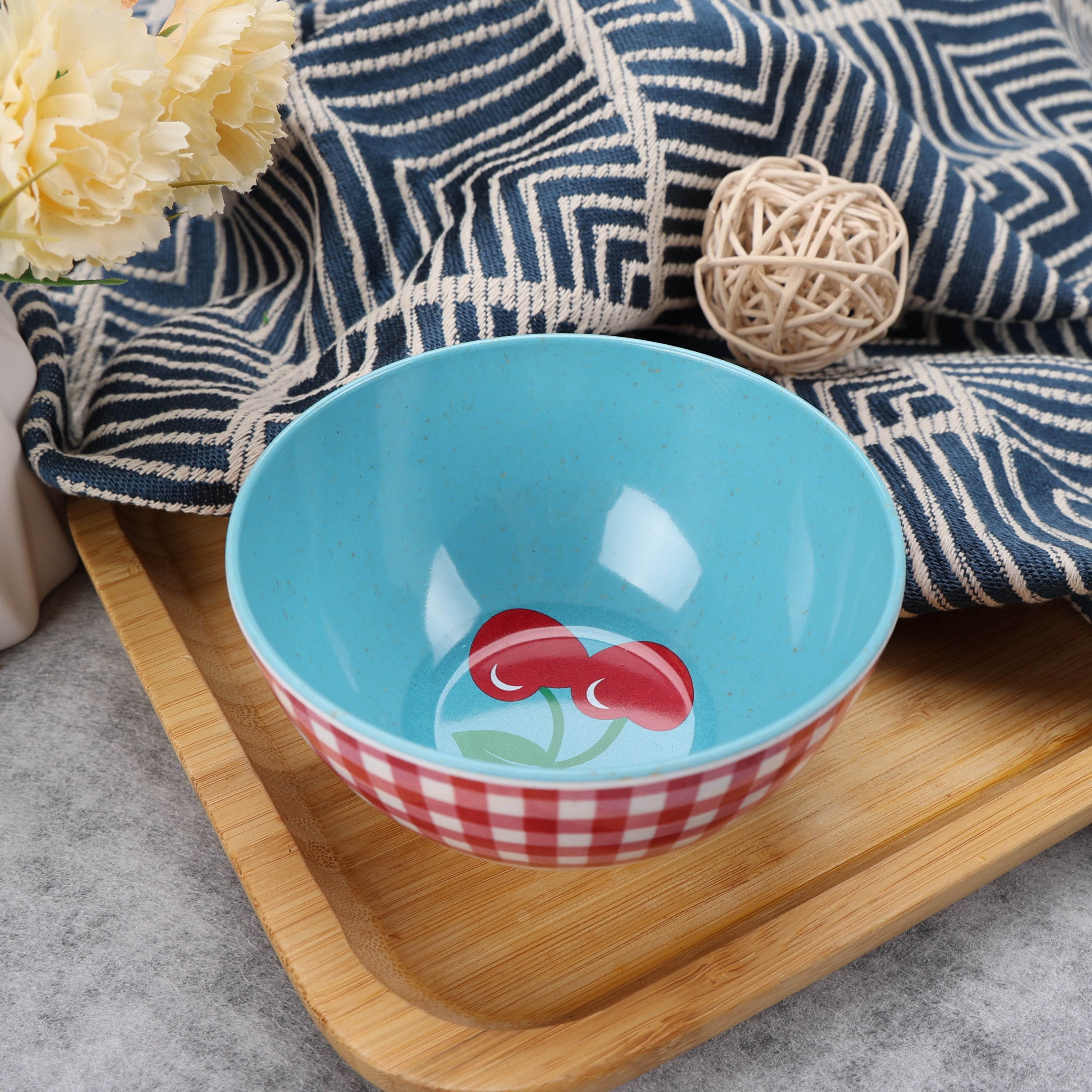 Hometrends Mini Bol en Bambou Mélamine Cerise 1 Pièce