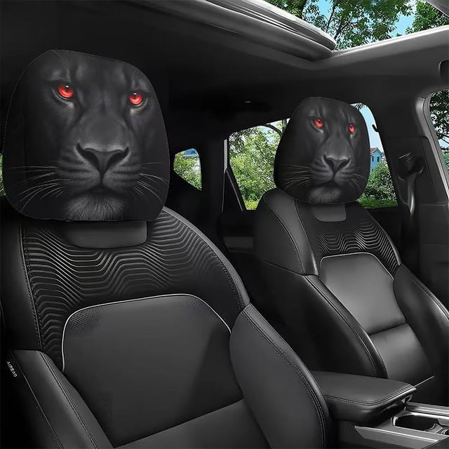 Funny Car Print Headrest Cover, EDHITNR Universal Stretchy Elastic Headrest Protector, Breathable Mesh Washable Headrest Covers for Vehicle Seat Protection