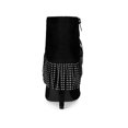 thumbnail image 2 of BLISSFUL STEP Women's Fringe Pointed Toe Stiletto Heel Ankle Boot Black 7, 2 of 7