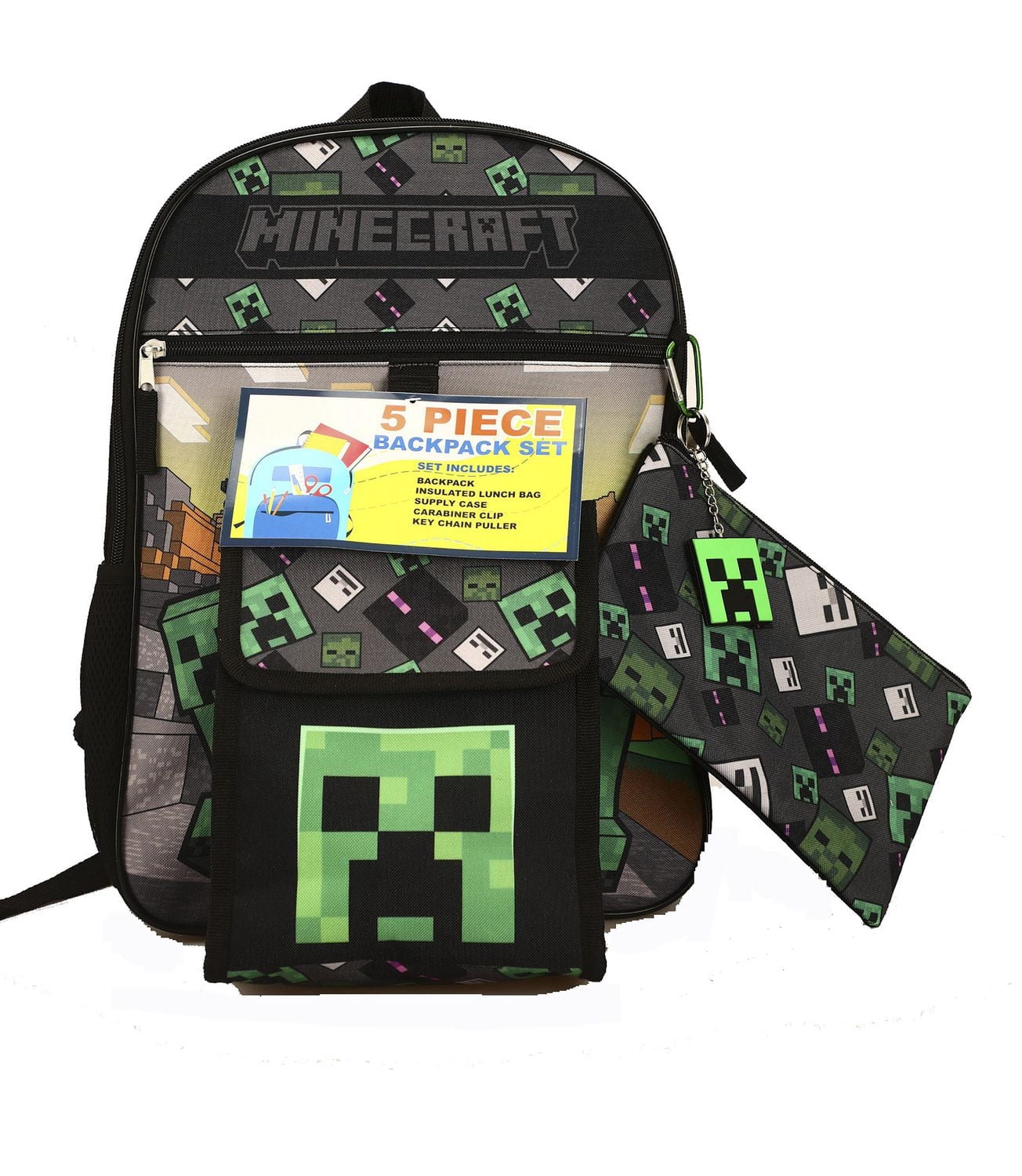 Licensed Minecraft 5 Pc. Backpack set