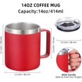 thumbnail image 2 of Volhoply Tasse à Café en Acier Inoxydable Isolée 14oz avec Couvercle Étanche, Tasse à Café de Voyage à Double Paroi sous Vide avec Poignée, Gobelet Tasses en Métal Réutilisables, Tasses de Camping Gardent Chaud&Froid, Cadeaux de Noël(Rouge,1), 2 of 6