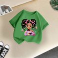 thumbnail image 4 of GDREDA Vêtements Fille Enfant Filles Mignon Mode Imprimé Col Rond Manches Courtes Tee Été Confortable Décontracté Ample T-Shirt Hauts Fille Hauts Vert,2-4 Ans, 4 of 4