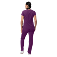 thumbnail image 2 of Adar Scrub Set for Women - Curved V-Neck Scrub Top & Tapered Drawstring Scrub Pants - 4402 - Eggplant - XXS, 2 of 7