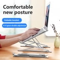 thumbnail image 3 of Foldable Laptop Holder Adjustable Height Ergonomic Notebook Tablets Typing Gaming Table Stand PC Lifter Household Office Gifts Silver, 3 of 9