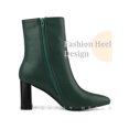 thumbnail image 3 of Unique Bargains Women's Pointed Toe Zipper Block Heels Ankle Boots, 3 of 5